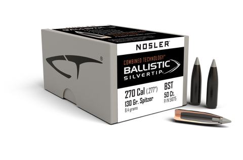 Nosler Combined Technology Ballistic Silvertip Hunting Bullets 270 Caliber (277 Diameter) 130 Grain Boat Tail  (50pk)