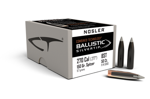 Nosler Combined Technology Ballistic Silvertip Hunting Bullets 270 Caliber (277 Diameter) 150 Grain Boat Tail  (50pk)