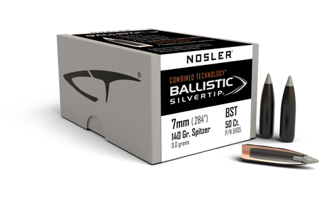 Nosler Combined Technology Ballistic Silvertip Hunting Bullets 7mm (284 Diameter) 140 Grain Boat Tail (50pk)