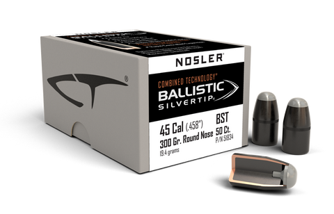 Nosler Ballistic Silvertip Hunting Bullets 45-70 Government (458 Diameter) 300 Grain Round Nose (50pk)