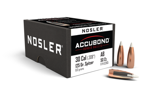 Nosler AccuBond Bullets 30 Caliber (308 Diameter) 125 Grain Spitzer Boat Tail (50pk)