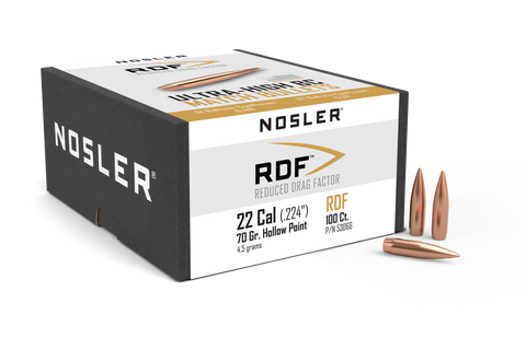 Nosler RDF Bullets 22 Caliber 70 Grain Hollow Point Boat Tail (100pk)