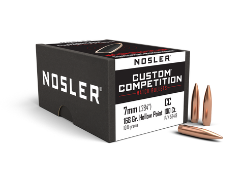 Nosler Custom Competition Bullets 7mm (284 Diameter) 168 Grain Hollow Point Boat Tail (100pk)