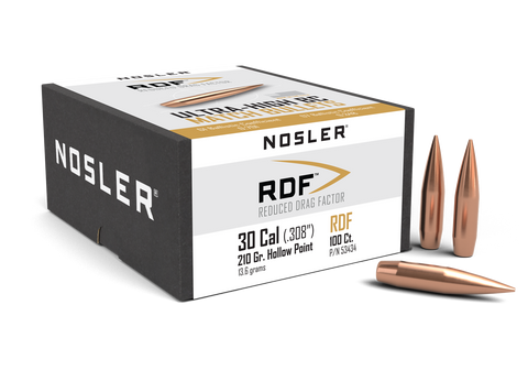 Nosler RDF Bullets 30 Caliber (308 Diameter) 210 Grain Hollow Point Boat Tail (100pk)