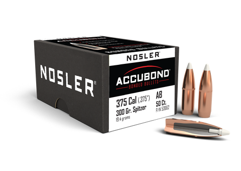 Nosler AccuBond Bullets 375 Caliber (375 Diameter) 300 Grain Bonded Spitzer (50pk)