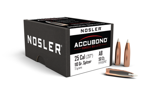 Nosler AccuBond Bullets 25 Caliber (257 Diameter) 110 Grain Bonded Spitzer Boat Tail (50pk)