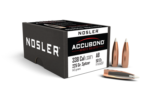 Nosler AccuBond Bullets 338 Caliber (338 Diameter) 225 Grain Bonded Spitzer Boat Tail (50pk)