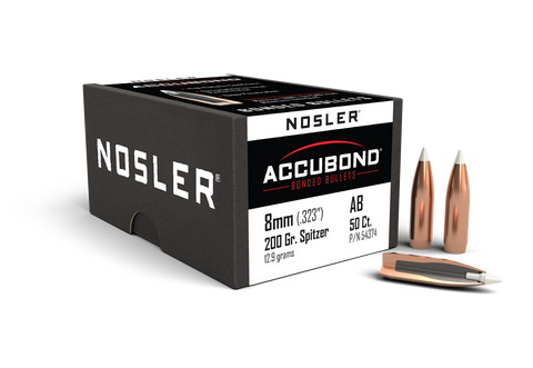 Nosler AccuBond Bullets 8mm (323 Diameter) 200 Grain Bonded Spitzer Boat Tail (50pk)