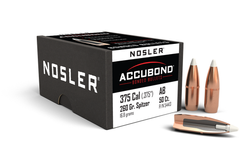 Nosler AccuBond Bullets 375 Caliber (375 Diameter) 260 Grain Bonded Spitzer Boat Tail (50pk)