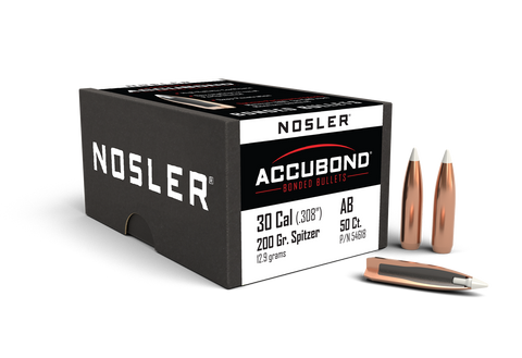 Nosler AccuBond Bullets 30 Caliber (308 Diameter) 200 Grain Bonded Spitzer Boat Tail (50pk)