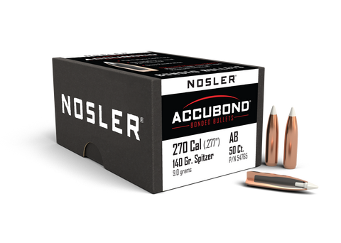 Nosler AccuBond Bullets 270 Caliber (277 Diameter) 140 Grain Bonded Spitzer Boat Tail (50pk)