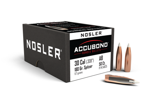 Nosler AccuBond Bullets 30 Caliber (308 Diameter) 180 Grain Bonded Spitzer Boat Tail (50pk)