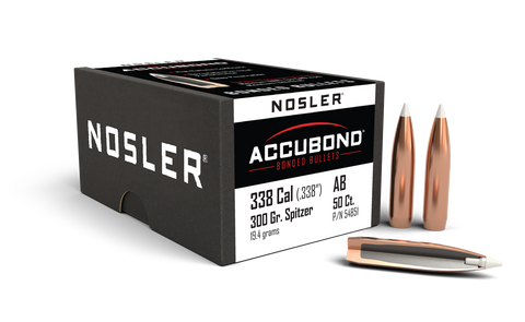 Nosler AccuBond Bullets 338 Caliber (338 Diameter) 300 Grain Bonded Spitzer Boat Tail (50pk)