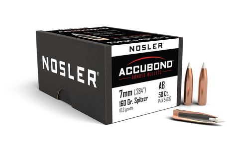 Nosler AccuBond Bullets 284 Caliber, 7mm (284 Diameter) 160 Grain Bonded Spitzer Boat Tail (50pk)