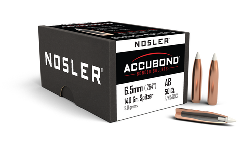 Nosler AccuBond Bullets 264 Caliber, 6.5mm (264 Diameter) 140 Grain Bonded Spitzer (50pk)