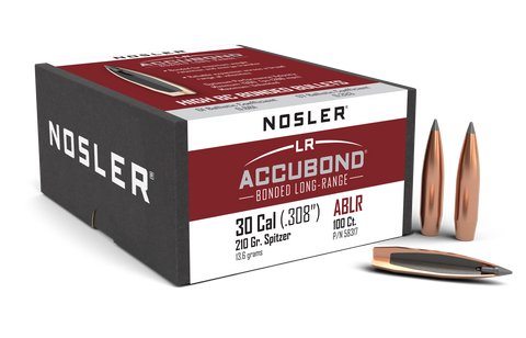 Nosler Accubond Long Range (LR) 30 Cal (.308" Diameter) 210 Grain Spitzer (100pk)