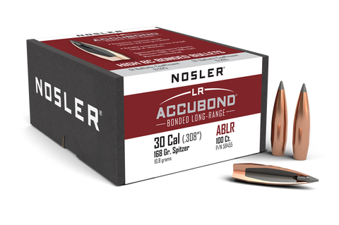 Nosler AccuBond Long Range Bullets 30 Caliber (308 Diameter) 168 Grain Bonded Spitzer Boat Tail (100pk)