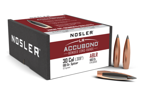 Nosler AccuBond Long Range Bullets 30 Caliber (308 Diameter) 190 Grain Bonded Spitzer Boat Tail (100pk)