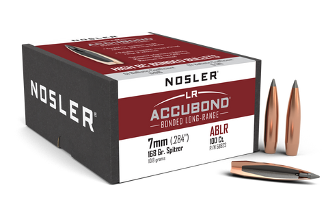 Nosler AccuBond Long Range Bullets 284 Caliber, 7mm (284 Diameter) 168 Grain Bonded Spitzer Boat Tail (100pk)