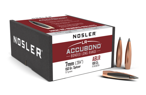 Nosler AccuBond Long Range Bullets 284 Caliber, 7mm (284 Diameter) 150 Grain Bonded Spitzer Boat Tail (100pk)