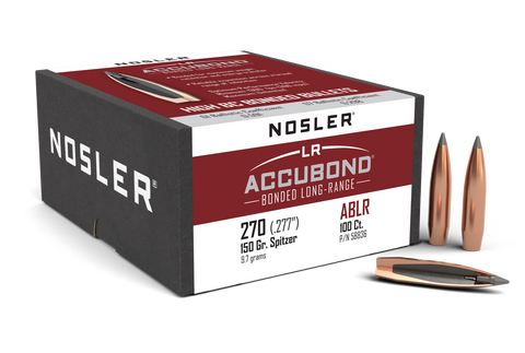 Nosler AccuBond Long Range Bullets 270 Caliber (277 Diameter) 150 Grain Bonded Spitzer Boat Tail (100pk)