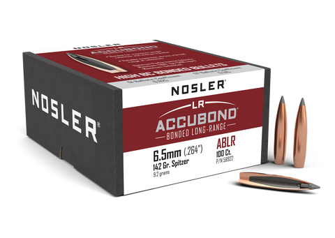 Nosler AccuBond Long Range Bullets 264 Caliber, 6.5mm (264 Diameter) 142 Grain Bonded Spitzer Boat Tail (100Pk)