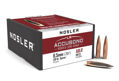 Nosler AccuBond Long Range Bullets 264 Caliber, 6.5mm (264 Diameter) 129 Grain Bonded Spitzer Boat Tail (100Pk)