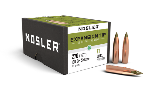 Nosler E-Tip Bullets 270 Caliber (277 Diameter) 130 Grain Spitzer Boat Tail Lead-Free (50pk)