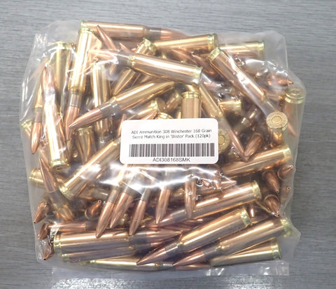 ADI Ammunition 308 Winchester 168 Grain Sierra Match King in 'Blister' Pack (120pk)