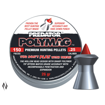 Predator Polymag 25 Cal Air Pellets 26gr / 1,68g (150pk)