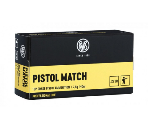 RWS Ammunition Pistol Match 22 Long Rifle (22LR) 40 Grain Solid Point (50pk)