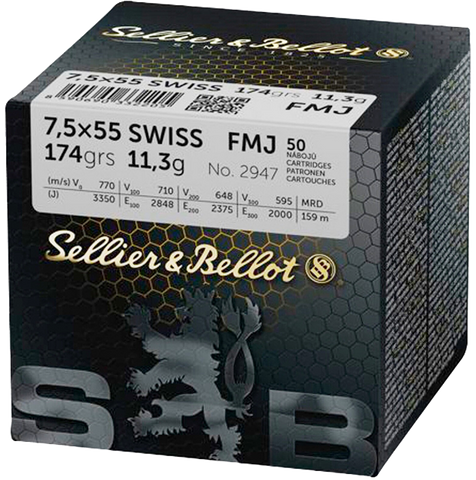 Sellier & Bellot 7.5x55 Ammunition 174 Grain Full Metal Jacket (50pk)