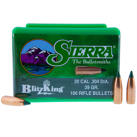 Sierra BlitzKing Bullets 20 Caliber (204 Diameter) 39 Grain Polymer Tip Boat Tail (100pk)