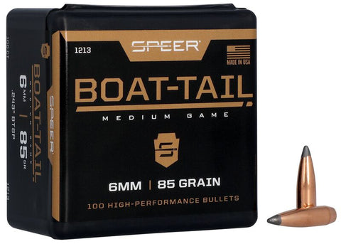 Speer Boat-Tail Bullets 6mm Caliber (243 Diameter) 85 Grain Spitzer Boat Tail (100pk)