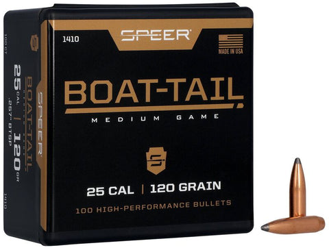 Speer Boat-Tail Bullets 25 Caliber (257 Diameter) 120 Grain Spitzer Boat Tail (100pk)