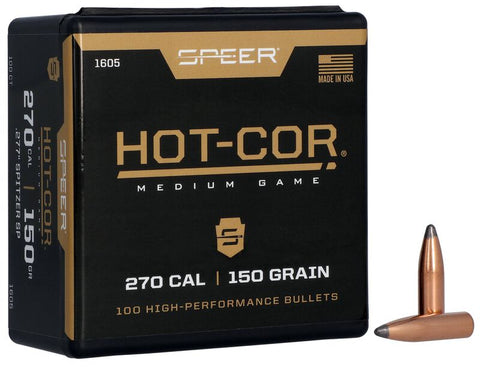 Speer Hot-Cor Bullets 270 Caliber (277 Diameter) 150 Grain Spitzer Soft Point (100pk)