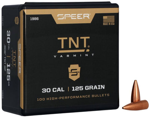 Speer TNT Varmint Bullets 30 Caliber (308 Diameter) 125 Grain Jacketed Hollow Point (100Pk)