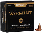 Speer Varmint Bullets 30 Caliber (308 Diameter) 130 Grain Jacketed Hollow Point (100pk)