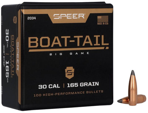 Speer Boat-Tail Bullets 30 Caliber (308 Diameter) 165 Grain Spitzer Boat Tail (100pk)