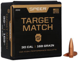 Speer Target Match Bullets 30 Caliber (308 Diameter) 168 Grain Hollow Point Boat Tail (100pk)