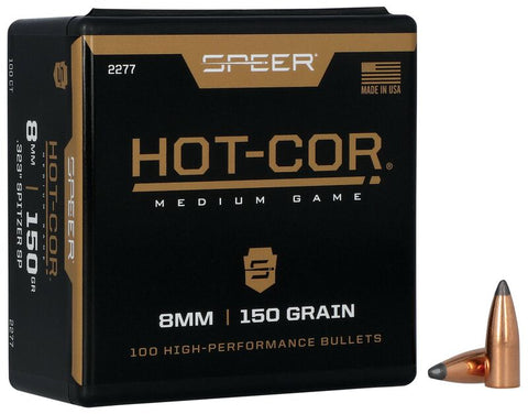 Speer Hot-Cor Bullets 8mm Caliber (323 Diameter) 150 Grain Spitzer (100pk)