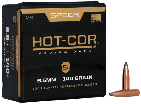 Speer Hot-Cor Bullets 6.5mm Caliber (264 Diameter) 140 Grain Spitzer Soft Point (100pk)