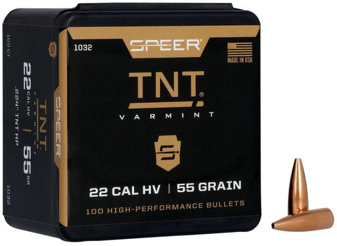 Speer TNT Varmint Bullets 22 Caliber (224 Diameter) 55 Grain Jacketed Hollow Point (100pk)