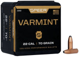 Speer Varmint Bullets 22 Caliber (224 Diameter) 70 Grain Semi-Spitzer (100pk)