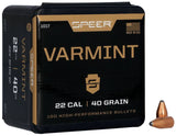 Speer Varmint Bullets 22 Cal (.224 Diameter) 40 Grain Soft Point (100pk)