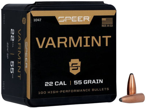 Speer Varmint Bullets 22 Caliber (224 Diameter) 55 Grain Spitzer (100Pk)