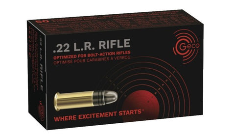 RWS GECO Rifle Ammunition 22 Long Rifle (22LR) 40 Grain Lead Round Nose (50pk)