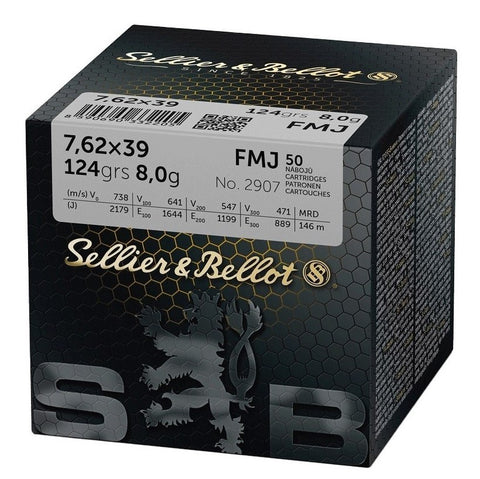 Sellier & Bellot 7.62x39 Ammunition 124 Grain Full Metal Jacket (50pk)