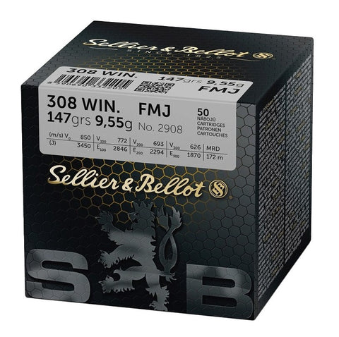 Sellier & Bellot 308 Winchester Ammunition 147 Grain Full Metal Jacket (50pk)