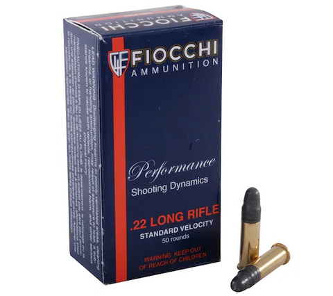 Fiocchi Standard Velocity Ammunition 22LR 40 Grain Lead Round Nose (LRN) (50pk) (57880)